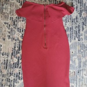 Strapless red midi dress
